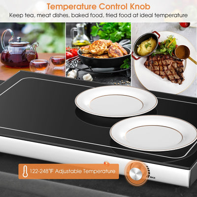 Electric Warming Tray with Adjustable Temperature Control-Black