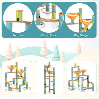 162 Pieces Bamboo Marble Run Educational Learning Toy Set