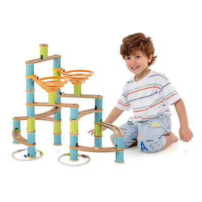 162 Pieces Bamboo Marble Run Educational Learning Toy Set