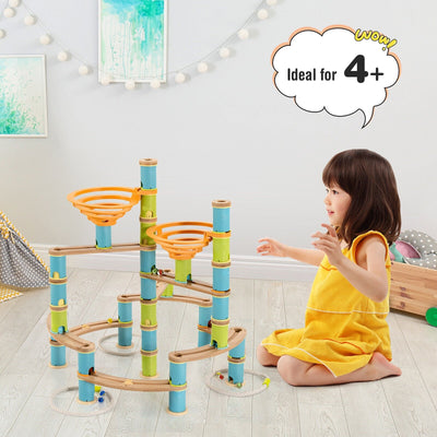 162 Pieces Bamboo Marble Run Educational Learning Toy Set