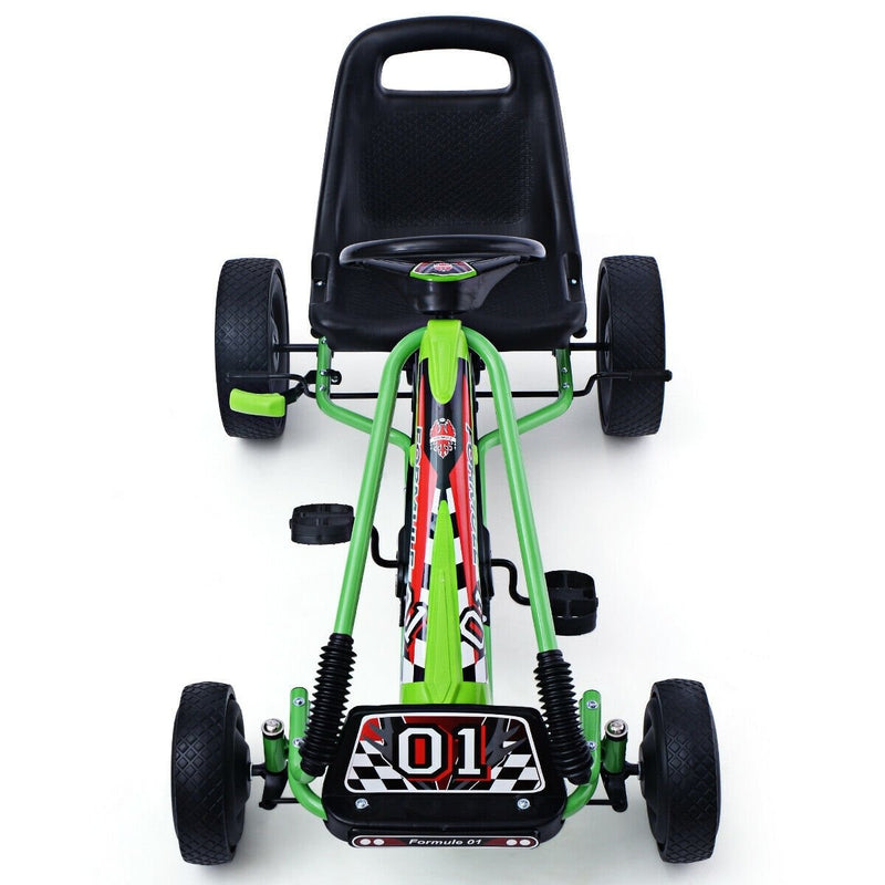 4 Wheels Kids Ride On Pedal Powered Bike Go Kart Racer Car Outdoor Play Toy-Green