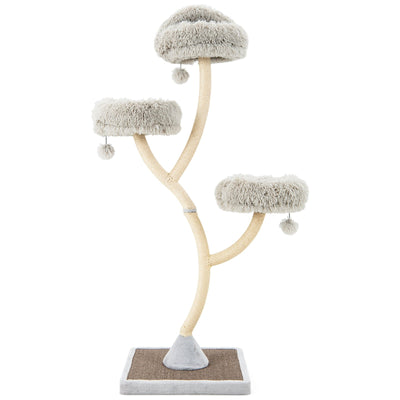 70 Inch Tall Cat Tree 4-Layer Cat Tower with 3 Perches and Dangling Balls-Gray