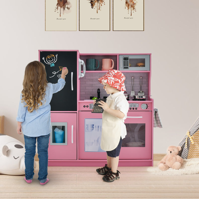 Toddler Pretend Play Kitchen for Boys and Girls 3-6 Years Old-Pink