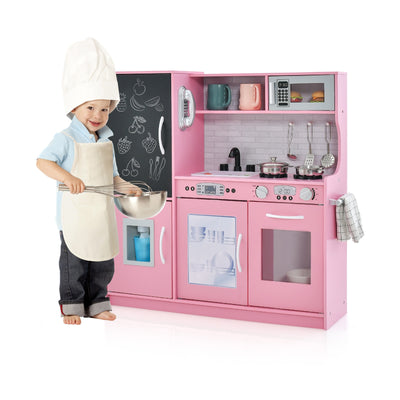 Toddler Pretend Play Kitchen for Boys and Girls 3-6 Years Old-Pink