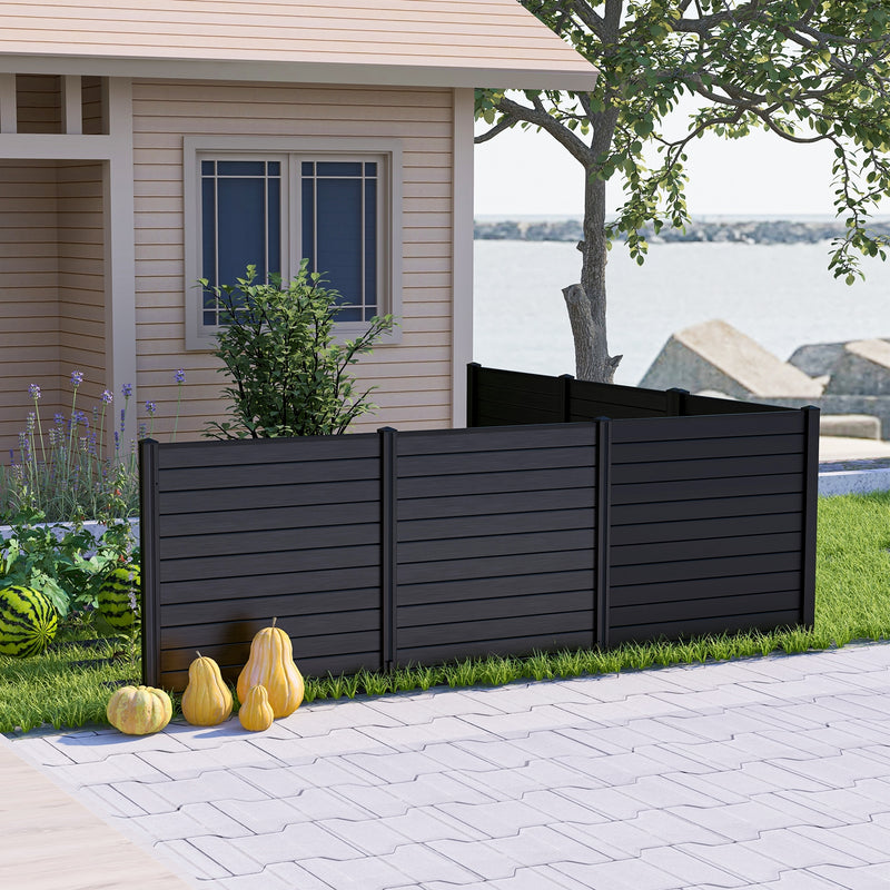 2-Pack Outdoor Picket Fence with 3 Cuspidal Foot Stakes-Black