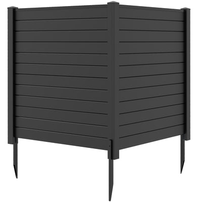 2-Pack Outdoor Picket Fence with 3 Cuspidal Foot Stakes-Black