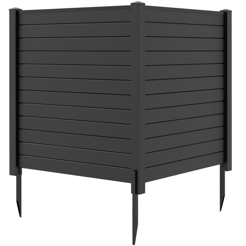 2-Pack Outdoor Picket Fence with 3 Cuspidal Foot Stakes-Black