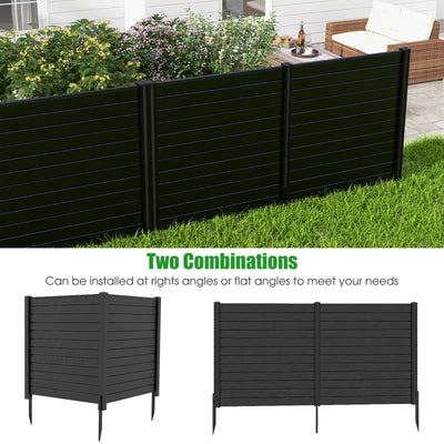 2-Pack Outdoor Picket Fence with 3 Cuspidal Foot Stakes-Black