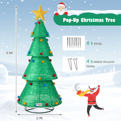 Pop-Up Christmas Tree with 200 Warm White LED Lights for Indoors & Outdoors