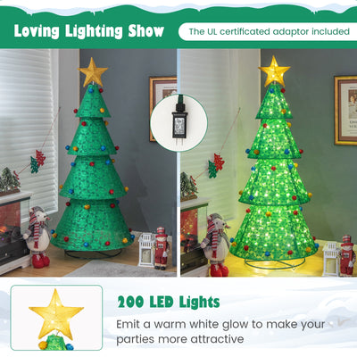 Pop-Up Christmas Tree with 200 Warm White LED Lights for Indoors & Outdoors