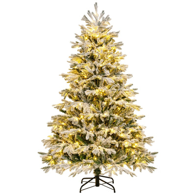 4.5/6/7 FT Artificial Pre-Lit Christmas Tree Hinged Xmas Tree with Warm White LED lights-6 ft