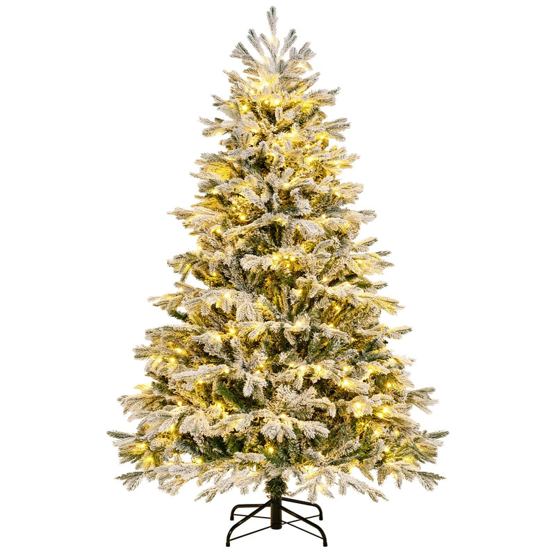 4.5/6/7 FT Artificial Pre-Lit Christmas Tree Hinged Xmas Tree with Warm White LED lights-6 ft