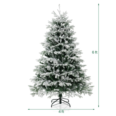 4.5/6/7 FT Artificial Pre-Lit Christmas Tree Hinged Xmas Tree with Warm White LED lights-6 ft