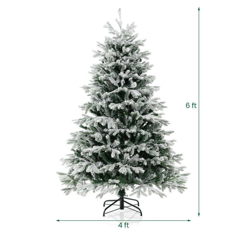 4.5/6/7 FT Artificial Pre-Lit Christmas Tree Hinged Xmas Tree with Warm White LED lights-6 ft