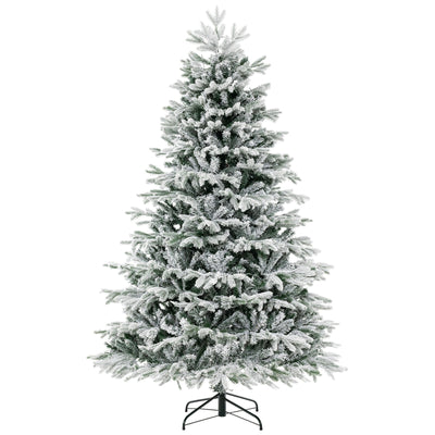 4.5/6/7 FT Artificial Pre-Lit Christmas Tree Hinged Xmas Tree with Warm White LED lights-7 ft