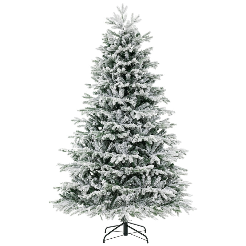 4.5/6/7 FT Artificial Pre-Lit Christmas Tree Hinged Xmas Tree with Warm White LED lights-7 ft