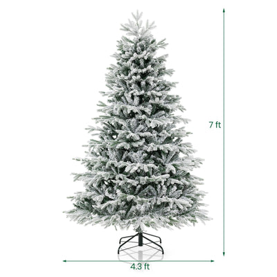 4.5/6/7 FT Artificial Pre-Lit Christmas Tree Hinged Xmas Tree with Warm White LED lights-7 ft