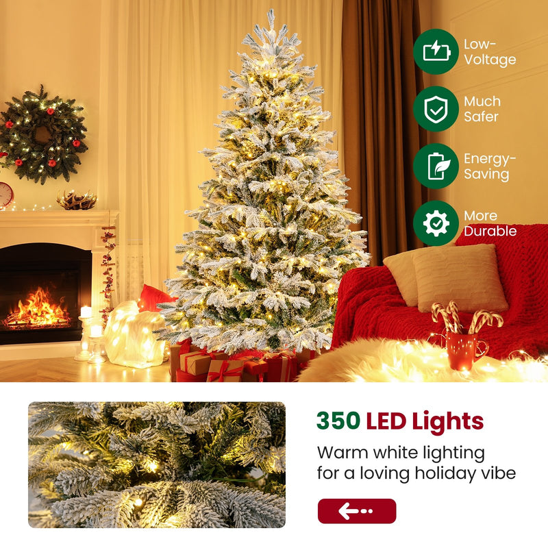 4.5/6/7 FT Artificial Pre-Lit Christmas Tree Hinged Xmas Tree with Warm White LED lights-6 ft