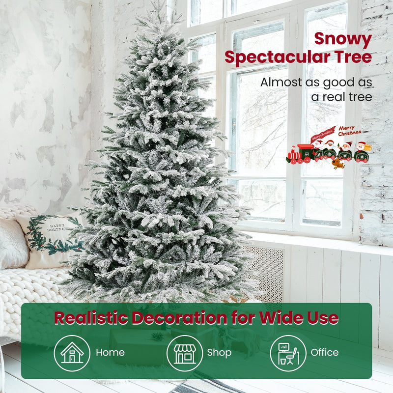 4.5/6/7 FT Artificial Pre-Lit Christmas Tree Hinged Xmas Tree with Warm White LED lights-7 ft