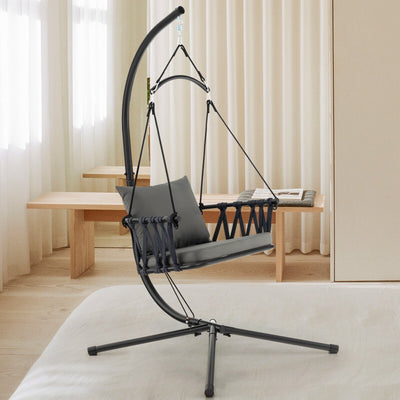 Hanging Swing Chair with Stand-Gray