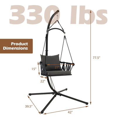 Hanging Swing Chair with Stand-Gray