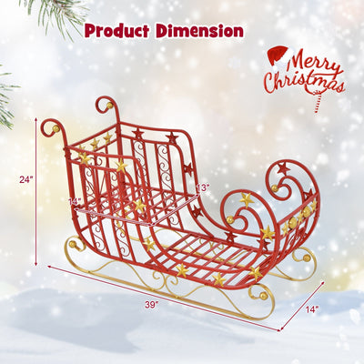 Metal Christmas Santa Sleigh with Large Cargo Area for Gifts