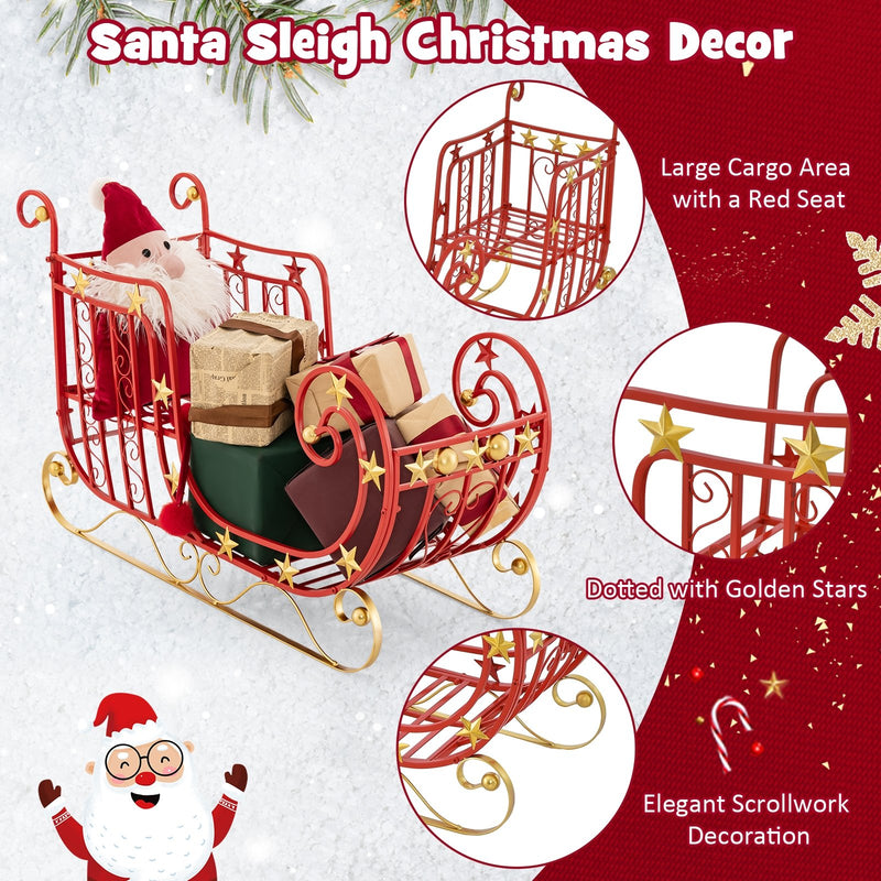 Metal Christmas Santa Sleigh with Large Cargo Area for Gifts