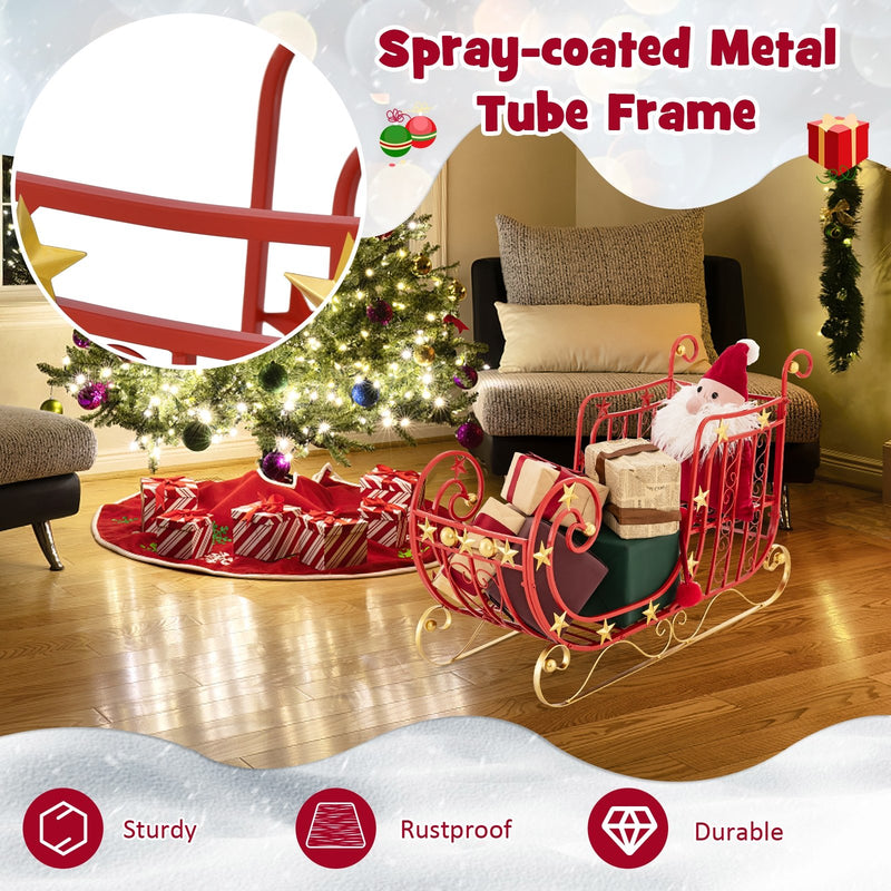 Metal Christmas Santa Sleigh with Large Cargo Area for Gifts