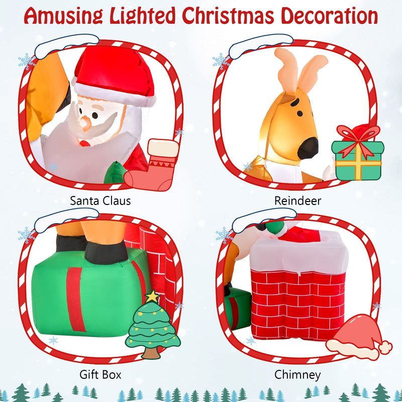 5 Feet Inflatable Liftable Santa Claus Climbing Chimney