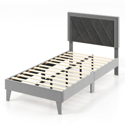 Twin/Full/Queen Platform Bed with High Headboard and Wooden Slats-Twin Size