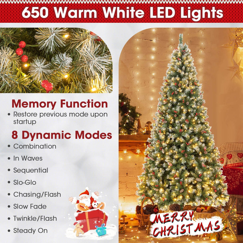 Hinged Christmas Tree with PVC Branch Tips and Warm White LED Lights-9 ft