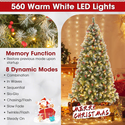 Hinged Christmas Tree with PVC Branch Tips and Warm White LED Lights-7.5 ft