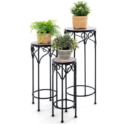 Decorative Flower Display Holder with Ceramic Top for Patio