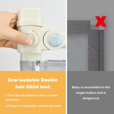 69 Inch Toddlers Vertical Lifting Baby Bedrail Guard with Lock-Gray