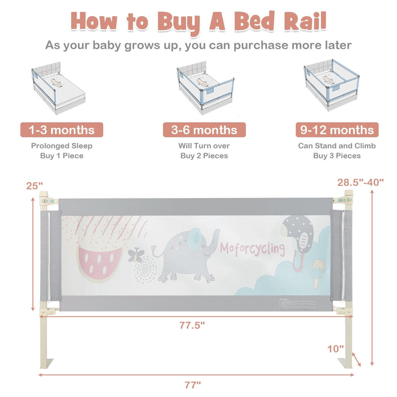 Vertical Lifting Baby Bed Rail with Lock-L