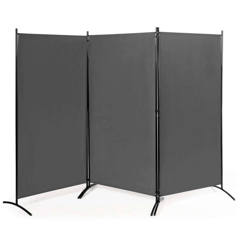 6 Feet 3 Panel Room Divider with Durable Hinges Steel Base-Gray