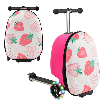 Hardshell Ride-on Suitcase Scooter with LED Flashing Wheels-Pink