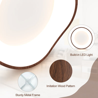 24W Modern LED Mount Ceiling Light with Wood Pattern and Metal Frame-Brown