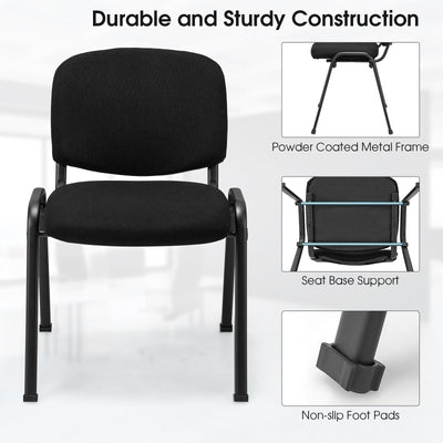 Office Chair with Metal Frame and Padded Cushions for Conference Room-Set of 2