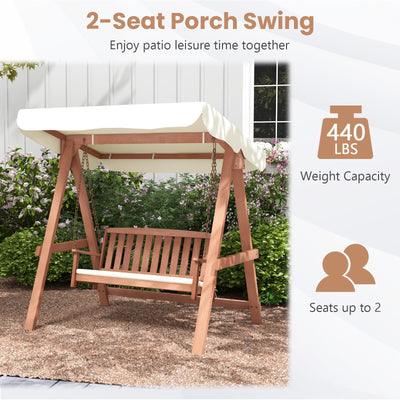 Outdoor 2-Seat Swing Bench w/ith A Frame and Sturdy Metal Hanging Chainsx