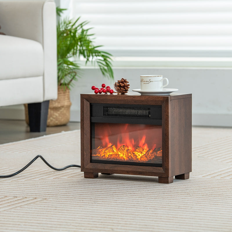 Mini Wooden Space Tabletop Fireplace with Realistic Flame Effect