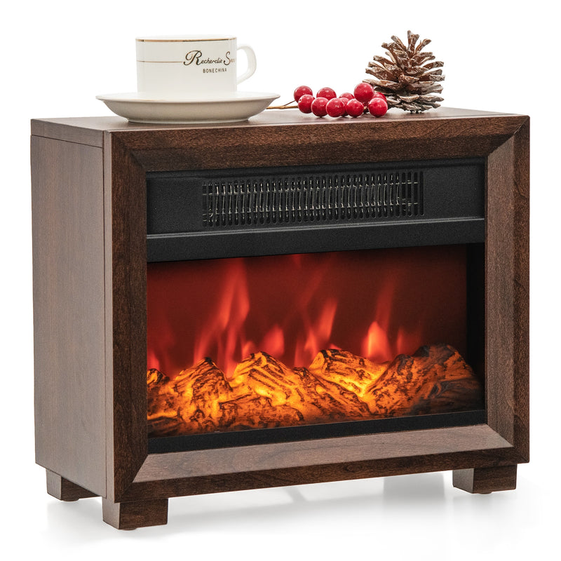 Mini Wooden Space Tabletop Fireplace with Realistic Flame Effect