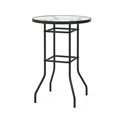 38 Inch Patio Bar Table with Tempered Glass Tabletop