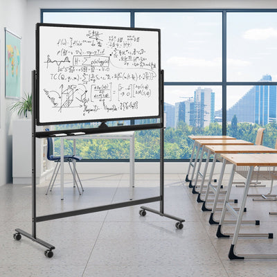 32 x 47 Inch Portable Rolling White Board-Black