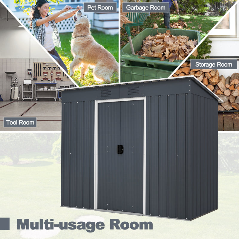 3.6 x 7.1 FT Outside Garden Storage Shed Tool House with Ground Foundation Frame