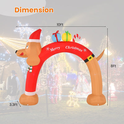 8 Feet Lighted Inflatable Christmas Dachshund Arch with Air Blower