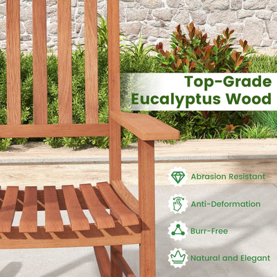 Eucalyptus Wood Rocker Chair with Stable and Safe Rocking Base for Garden