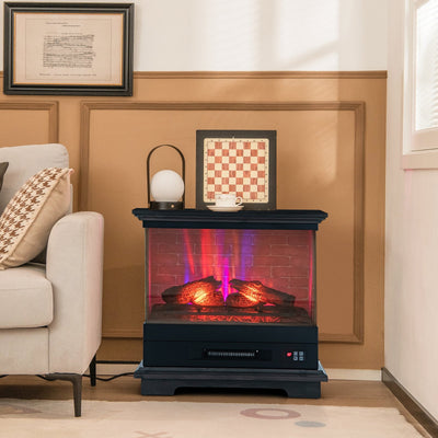 27 Inch Freestanding Fireplace with Remote Control-Black