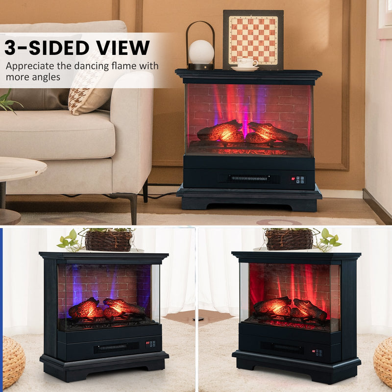 27 Inch Freestanding Fireplace with Remote Control-Black