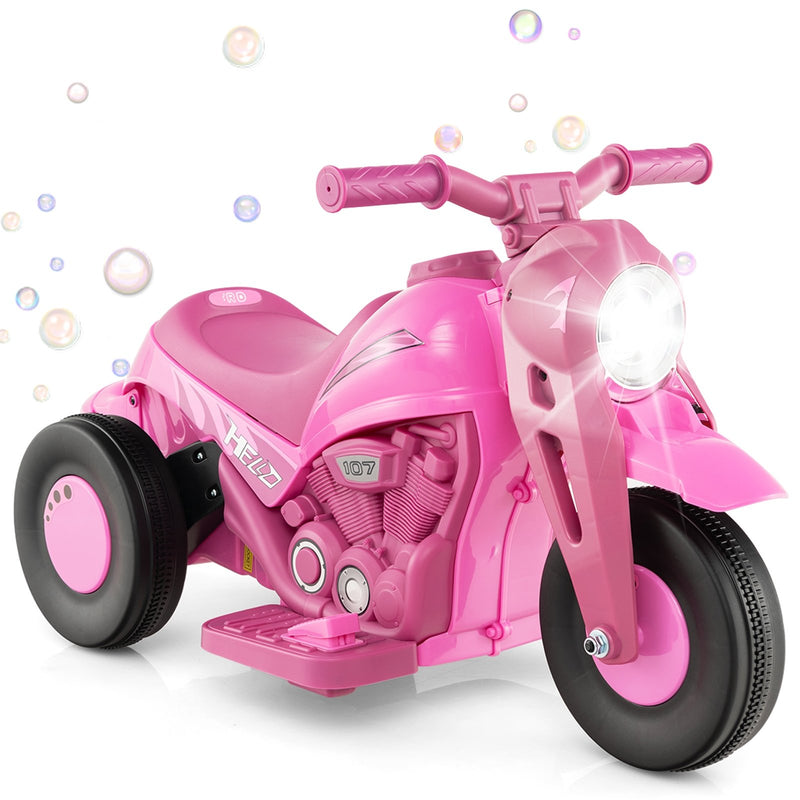 6V Kids Electric Ride on Motorcycle with Bubble Maker and Music-Pink